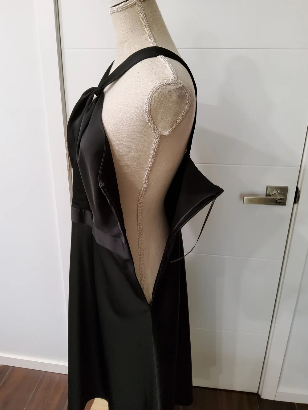 J.Crew Satin Black Halter Midi Dress Size 14